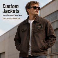 Blouson de travail pour homme en sergé de coton personnalisé, style universitaire, haute capacité de production, brodé, décontracté, manteau universitaire, OEM
