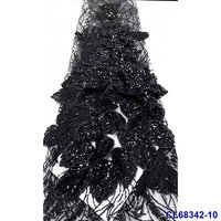 Tissu en dentelle de tulle à sequins 3D, maille brodée écologique en polyester/coton, nouvelle arrivée pour robes