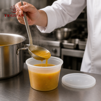 Teguan Gobelets à soupe jetables multifonctionnels de 16 oz, résistants aux fuites, compatibles micro-ondes, avec couvercles transparents, contenants alimentaires en plastique sans BPA, cuisine