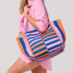 Bolsa de <span class=keywords><strong>Playa</strong></span> a Rayas de Gran Capacidad, Impermeable, para el Verano, Precio de Fábrica - Product Image 1