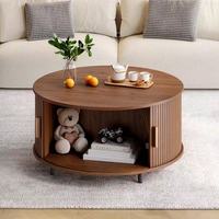 Table basse moderne de style américain avec rangement, cadre en bois et plateau en MDF, mobilier de salon personnalisé