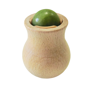 Masseur en bois en forme de calebasse avec boule de jade Xiuyan naturel pour la relaxation de la peau du visage et du corps – Prix de gros de l'usine d'artisanat Yingjia - Product Image 1