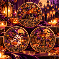 Pièce de monnaie en cuivre pur 999 de 1 oz, artisanale, en forme de citrouille, avec boîte cadeau d'Halloween, impression UV en relief 3D, objet de collection, souvenir, cadeau