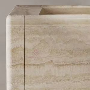 Eigentijdse Vrijstaande Ijdelheid Met Verde Alpi Marmer En Dubbele Lades Voor Hotel-En Villa-Badkamers - Product Image 6