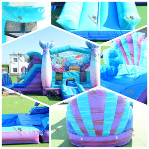 Château gonflable commercial en PVC 0,55 mm, combo gonflable sirène avec toboggan, château gonflable personnalisé pour location événementielle extérieure - Product Image 4