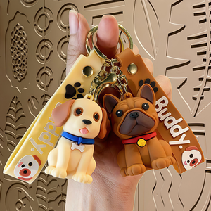 Wholesale Cute 3D PVC <strong>Dog</strong> Keychain Cartoon Puppy Bag Charm Custom Logo Soft Rubber <strong>Dog</strong> <strong>Key</strong> <strong>Ring</strong> for Gift - Product Image 4