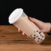 Gobelets jetables en PP dépolis de 90 mm de diamètre, personnalisés, pour boba, 520/650 ml, moulés par injection, pour jus et boissons froides