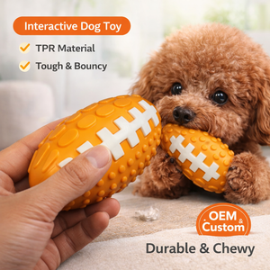 Giocattolo da Masticare per Cani a Forma di Palla da Rugby in TPR OEM con Texture per Pulizia Dentale per Cani Aggressivi Gioco Interattivo di Addestramento - Product Image 1
