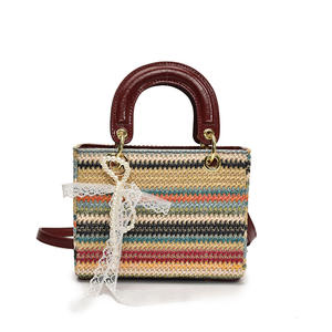 Bolsos Tote Pequeños de Diseño para Mujer, con Asa Única, Cierre de Cremallera y Correa de Hombro Cuadrada de Paja - Product Image 6