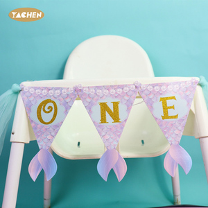 Bannière Joyeux Anniversaire Sirène Bleue et Violette YACHEN <span class=keywords><strong>pour</strong></span> Enfants sur le Thème de la Sirène 1er Anniversaire Baptême Décoration de Fête - Product Image 3