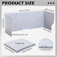 Grandes cloisons de bureau portables pliables de conception moderne de 47,3 x 15,7 pouces, design gris, conception de modèle 3D, conception graphique sonore hautement efficace