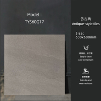 Dalles de céramique en porcelaine rustique de 9 mm d'épaisseur, texture solide, antidérapantes, pour sols intérieurs, 600x600, vente en gros