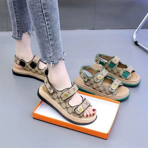 Sandalias Planas de Fábrica al por Mayor para Mujer, Sandalias de Moda Estampadas para Exteriores, Zapatos Casuales de Diseñador para Dama - Product Image 1