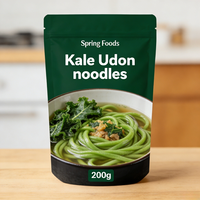 Natural Vegan Low Sodium Durum Wheat Kale Udon Noodles Cooked Bag 1 Minute Asian Pasta