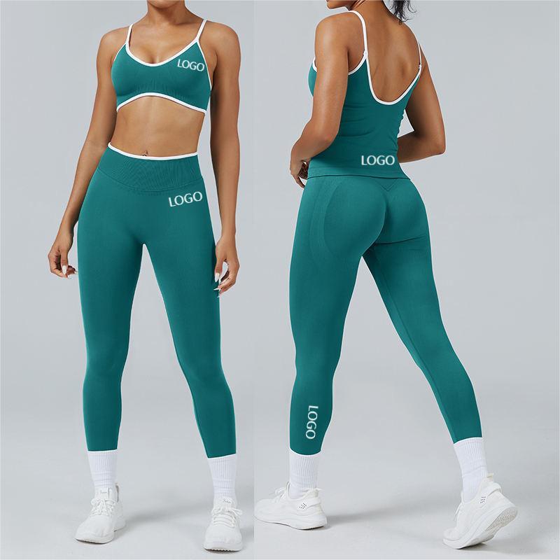Custom Active Wear Top Gym 4 Pieces Yoga Sets Seamless Leggings Fitness Sportswear Workout Sets For Women