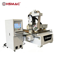 Routeur CNC HSMAC à changement d'outil automatique pour panneaux à base de bois, machine de découpe pour le travail du bois, moteur unique, facile à utiliser, 9KW