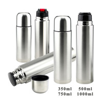 Precio de Fábrica, Termo de Acero Inoxidable de Doble Pared con Forma de Bala, 350ml, 500ml, 750ml, 1000ml, con Bolsa de PU