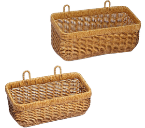 Panier de rangement rectangulaire en rotin avec crochets, panier suspendu tissé pour l'organisation de la salle de bain, 33x15x85cm, lot de 2 - Product Image 3