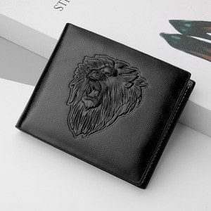 Carteira Masculina de Alto Valor, Curta, Vintage, com Estampa em Relevo, Múltiplos Cartões, Zíper para Moedas, Forro de Poliéster e Estampas de Animais - Product Image 1