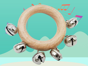 Natural Beech Wood <b>Hand</b> Ring Jingle Bells Orff Percussion Instrument Kids Early Educational <b>Hand</b> Shaking Bells with Six bells - Product Image 6