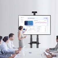 Fabricant de support TV personnalisé en usine Chariot de télévision mobile de 55 à 90 pouces en stock Support de téléviseur au sol réglable en hauteur avec plateau CD DVD