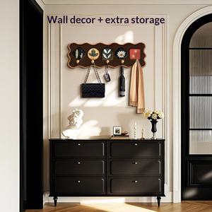 Appendiabiti da parete multifunzione in legno con ganci per chiavi, cappotti e cappucci, per <span class=keywords><strong>ingresso</strong></span> o porta - Product Image 3