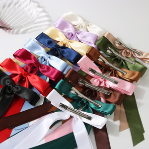 Accesorios para el <span class=keywords><strong>Cabello</strong></span> con Lazo de Satén de Color Sólido, Estilo Ballet, Pinzas para el <span class=keywords><strong>Cabello</strong></span> con Doble Lazo y Cola Larga, Pasadores para Niñas - Product Image 3