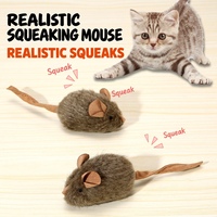 Jouet pour chat réaliste en forme de souris qui couine, jouet interactif en peluche pour la chasse avec son et longue queue pour chats d'intérieur et chatons
