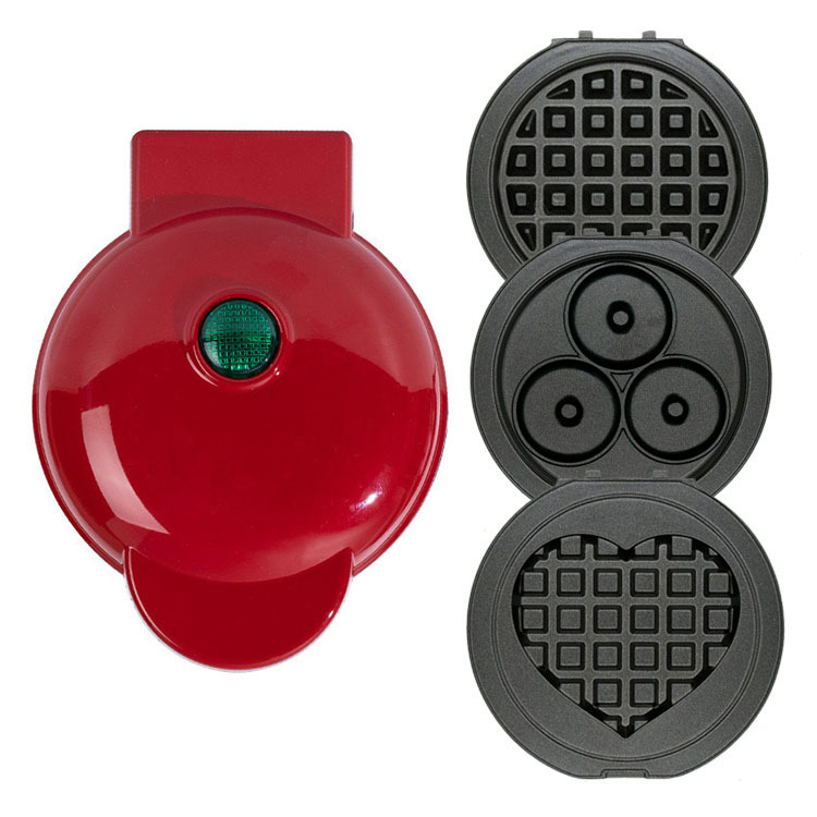 Rouge [Gaufre Ronde, Gaufre en Forme de Cœur, Donut Gaufre]