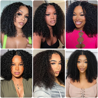 4b 4c Afro Kinky Curly Fringe Glueless Perruques Cheveux Humains Brésilien Humain Remy Cheveux Non Dentelle Perruque avec Frange