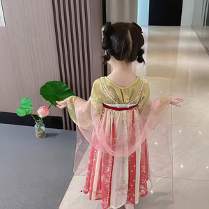 ชุดฮันฟูแบบดั้งเดิมของเด็กผู้หญิงชุดเจ้าหญิงราชวงศ์ถังจีนโบราณปักผ้าโพลีเอสเตอร์สำหรับงานปาร์ตี้สวมใส่ทั้งหมด - Product Image 6