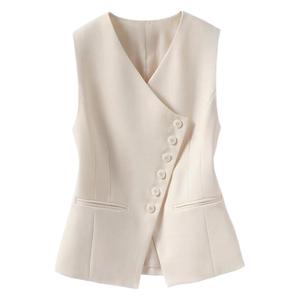 <span class=keywords><strong>Chaleco</strong></span> de Alta Gama con Doble Botonadura, Estilo Vintage, Cintura Ajustada, para Primavera y Otoño - Product Image 5