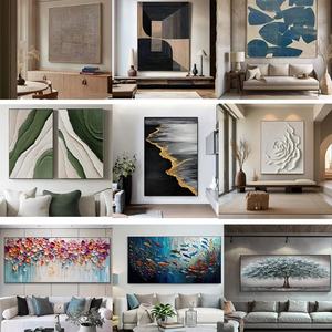 Grande peinture à l'huile réaliste bleu foncé représentant la mer, décoration murale pour la maison et les hôtels, œuvre d'art texturée faite à la main - Product Image 3
