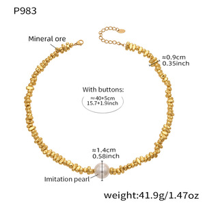 Collier ras du cou pour <span class=keywords><strong>femme</strong></span> en acier inoxydable avec perles de coquillage, design irrégulier, style vintage, luxe léger, en stock - Product Image 3