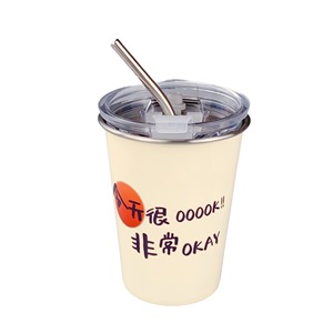 Taza portátil de acero inoxidable con tapa y pajita, diseño minimalista, botella de agua y café de viaje para hombres y mujeres - Product Image 4