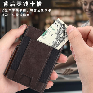 Tarjetero Metálico Automático Antirrobo RFID Personalizado, Cartera de Cuero Genuino de 4 Pulgadas Multifuncional para Hombre, Color Granate - Product Image 3