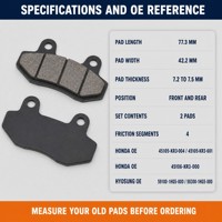 Plaquettes de frein semi-métalliques avant FA86 pour Honda CMX250 Rebel CBX250 NSR50 Hyosung GT250 GV250 GT650 ATV Quad