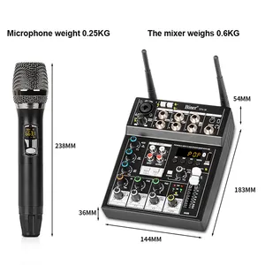 OEM UF6-M מקצועי קול מערכת מצויד 4 ערוץ אודיו מיקסר עם מיקרופון כפול