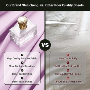 Juego de sábanas King de 4 piezas sábanas de bambú derivadas de rayón refrescante 16 "bolsillo profundo transpirable suave Hotel ropa de cama sedosa - Product Image 3