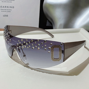 Women's <b>Rhinestone</b> <b>Sunglasses</b> Frameless Square Pink Lens UV400 Protection For Outings Parties Driving Stage Performances - Product Image 4