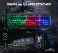 Ensemble clavier et souris de jeu filaire USB, rétroéclairage LED RGB, 104 touches, étanche, 5500 DPI