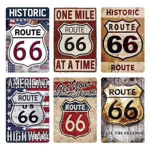 Panneau en métal Route 66, décoration murale rétro historique de l'autoroute américaine pour garage, man cave, décoration de voyage en voiture - Product Image 4