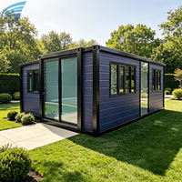 Maison conteneur préfabriquée extensible de 20 pieds à 2 chambres, prête à l'emploi, modulaire, portable, moderne, pour extérieur/entrepôt, mini-maison avec cuisine et salle de bain