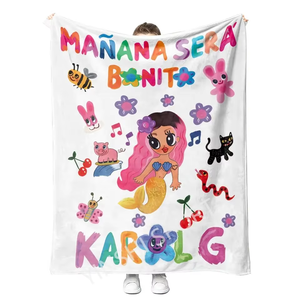YINSH Karol G Bichota Peso Pluma Qlona personnalisé en gros plus récent Sublimation polaire voyage jeter couverture imprimé flanelle couverture - Product Image 1