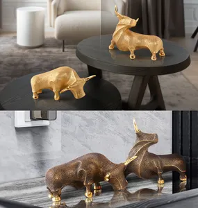 Funny Ornament 2022 Modern Brass Cow Crafts Accessories Living Room Office All Bronze Ox Statue Decorations Gifts