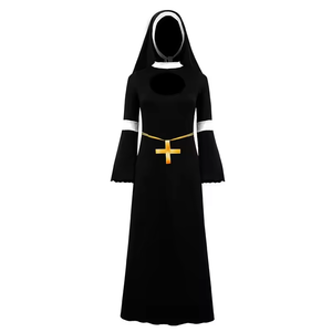 Nouvel arrivage Costume missionnaire d'Halloween pour femmes adultes Prêtre religieux Robes longues Nonne Sœur Habit Déguisement - Product Image 4