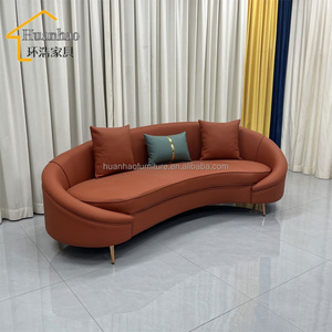 Sofá Curvo en Forma de C de Cuero Italiano de Lujo, Sofá de Salón para Sala de Espera, Sofá de Media Luna para Sala de Estar, Sin Reseñas Aún - Product Image 2