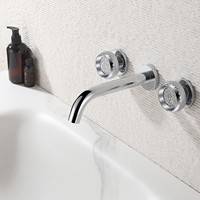 Robinet de lavabo mural en laiton avec double poignée en cristal, mitigeur dissimulé de luxe pour eau chaude et froide