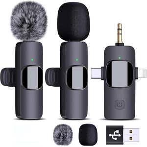 Micrófono Lavalier dinámico 3 en 1 inalámbrico portátil K15 Clip de Radio de solapa omnidireccional para grabación de vídeo al aire libre ruido en vivo - Product Image 1