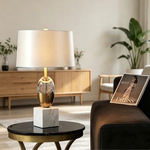 Lámpara de mesa moderna con base de mármol, fuente de luz Led E27, control de interruptor para dormitorio, sala de estar, iluminación decorativa para Hotel - Product Image 3